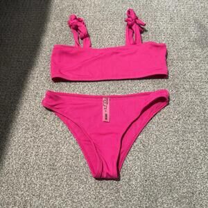 SHEIN Ribbed Pink Bikini Set - Stylish Two-Piece Swimsuit